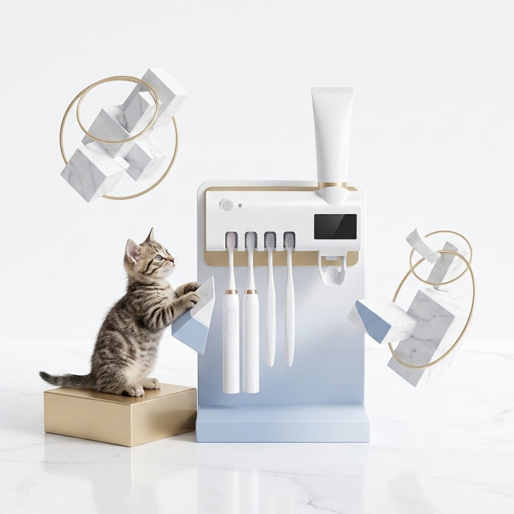 Automatic Toothpaste Dispenser & Toothbrush Holder Set