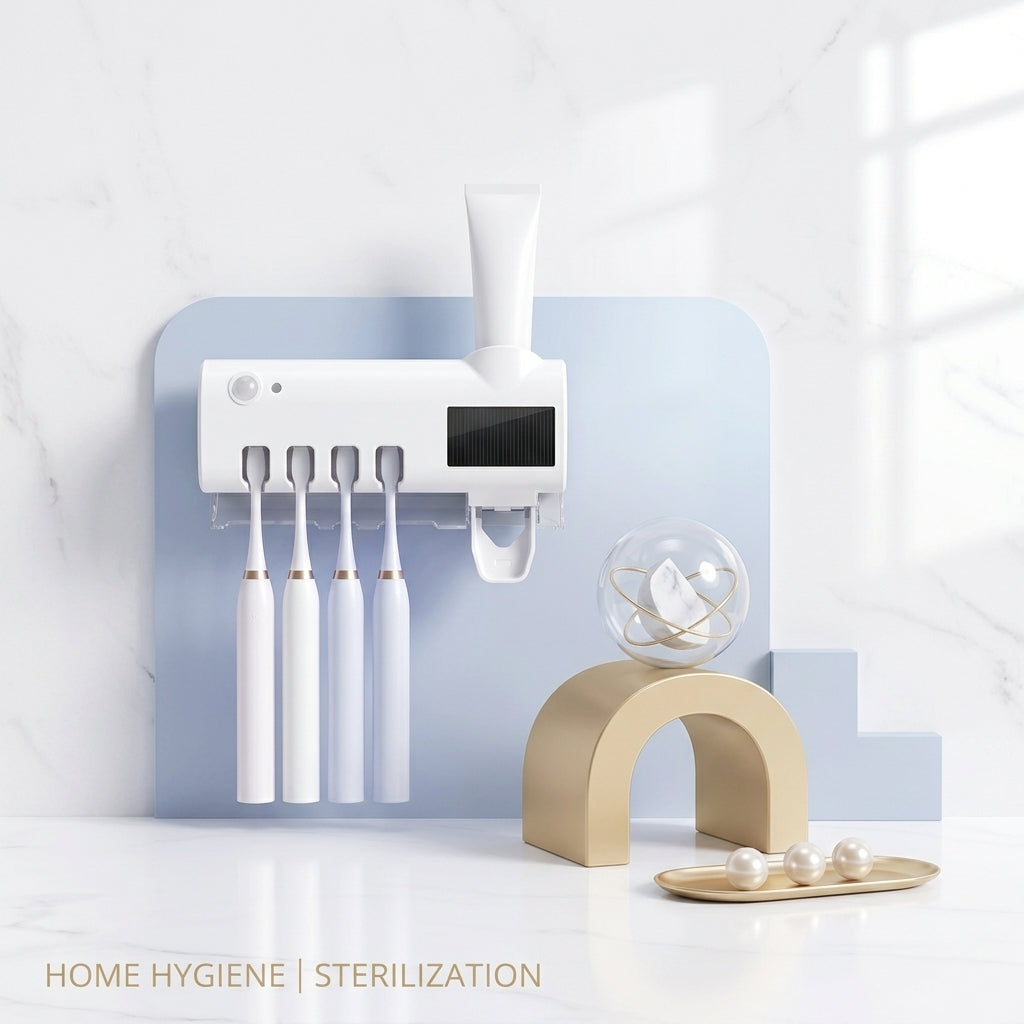 Automatic Toothpaste Dispenser & Toothbrush Holder Set