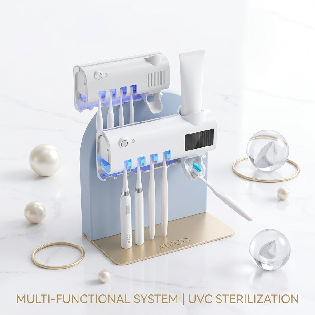 Automatic Toothpaste Dispenser & Toothbrush Holder Set